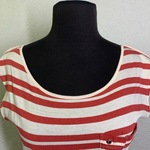 ODILLE Anthropologie Dress 2 Striped Scoop Neck Chest Pocket Chambray Skirt - Picture 4 of 14